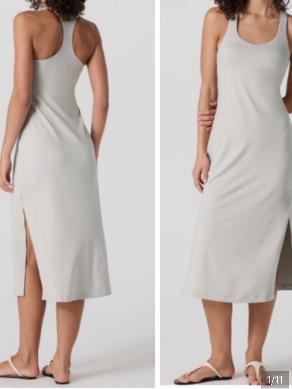 Vuori Racerback Midi Dress in Ecru Heather! Brand New!